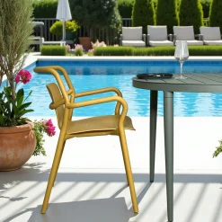 Chaise de jardin design jaune, empilable (lot de 2) PINETO
