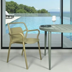 Chaise de jardin design kaki, empilable (lot de 2) PINETO