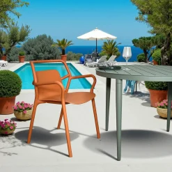 Chaise de jardin design orange, empilable (lot de 2) PINETO