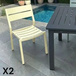 Chaise de jardin en aluminium jaune tendre (lot de 2) STOCKHOLM