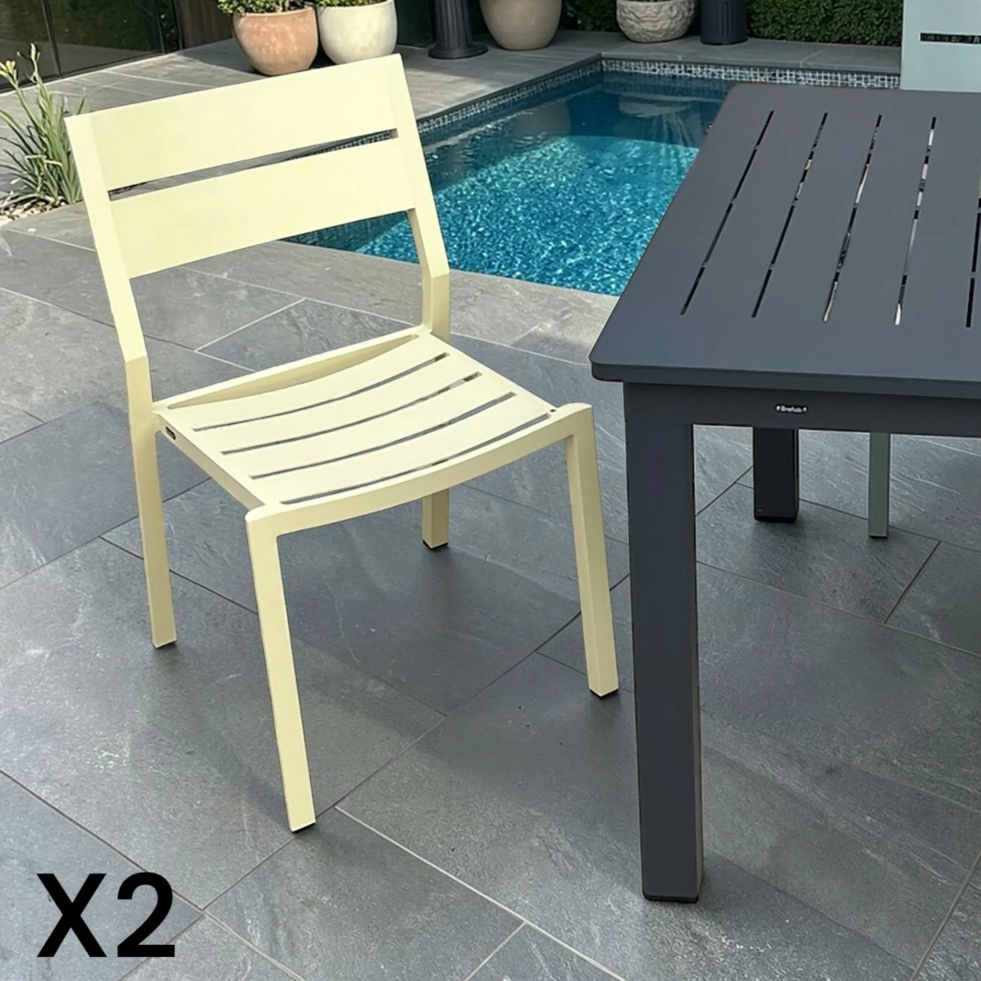 Chaise de jardin en aluminium jaune tendre (lot de 2) STOCKHOLM