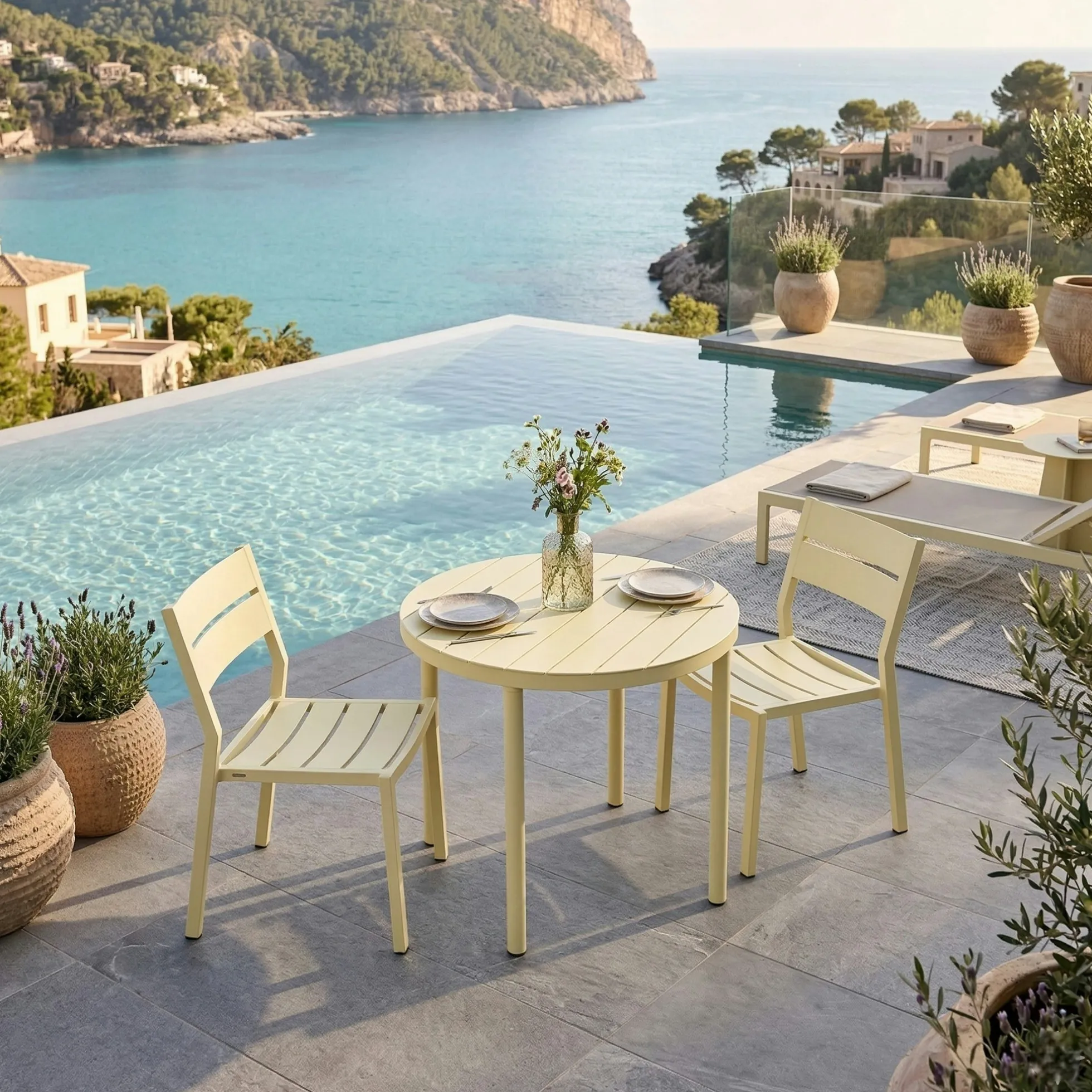Chaise de jardin en aluminium jaune tendre (lot de 2) STOCKHOLM