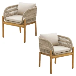 Chaise de jardin en bois d'acacia et corde tressée (lot de 2) MENDOZA