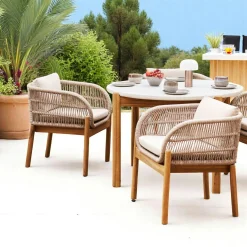 Chaise de jardin en bois d'acacia et corde tressée (lot de 2) MENDOZA