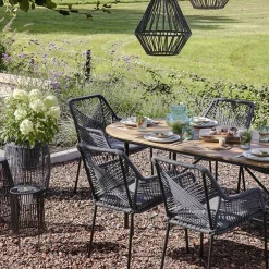 Chaise de jardin en corde tressée grise GRENADE