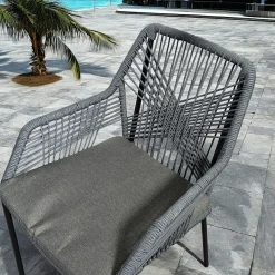 Chaise de jardin en corde tressée grise GRENADE