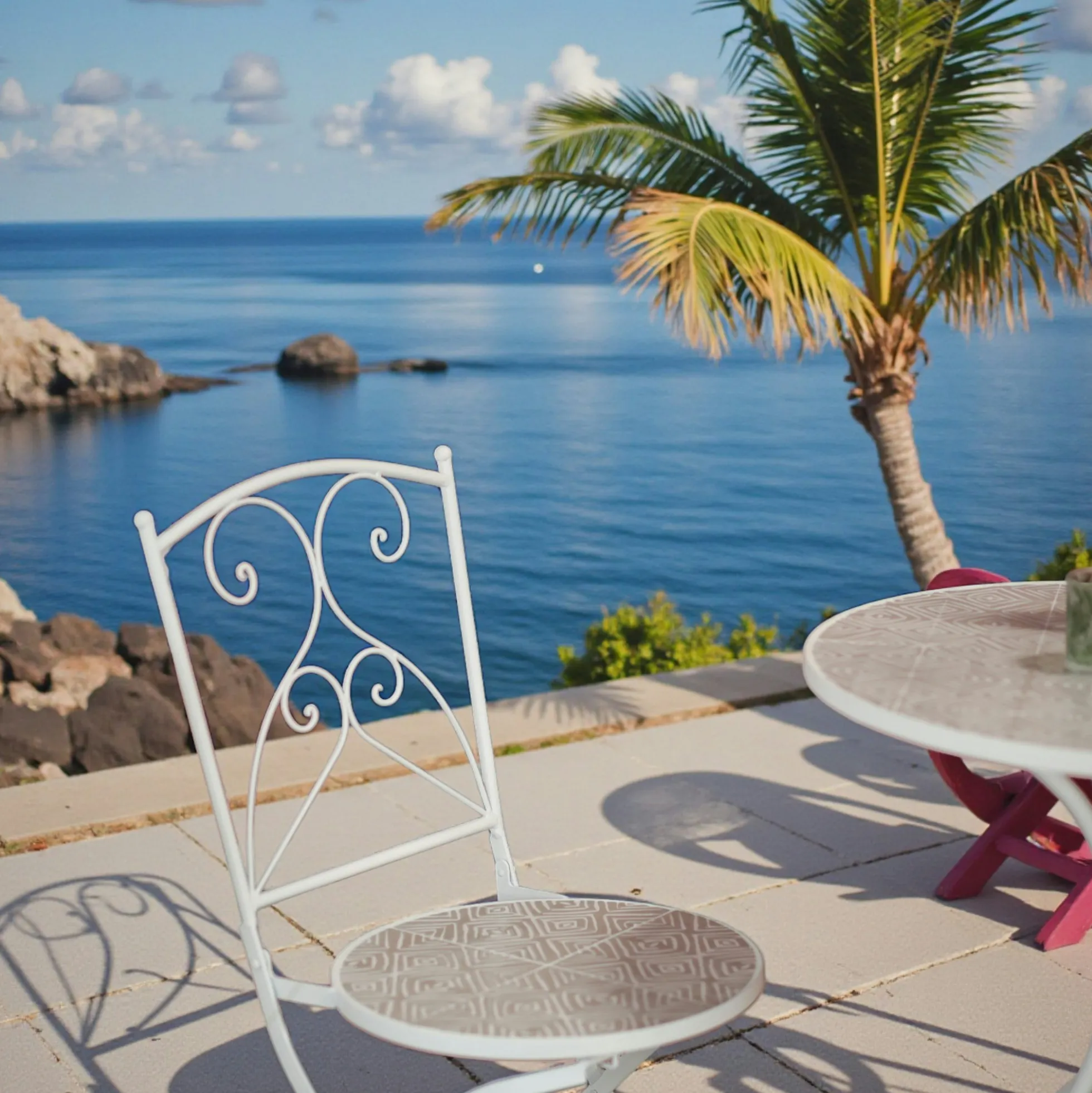 Chaise de jardin en mosaïque beige (lot de 2) GRENADE