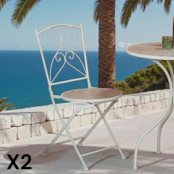 Chaise de jardin en mosaïque beige (lot de 2) GRENADE