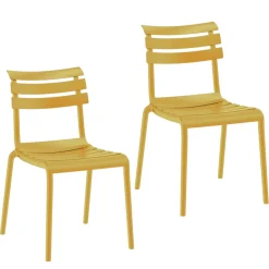 Chaise de jardin en plastique jaune (lot de 2) LUGANO