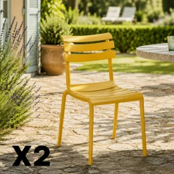 Chaise de jardin en plastique jaune (lot de 2) LUGANO