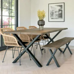 Chaise de jardin en rotin synthétique avec accoudoirs et coussin d'assise (lot de 2) IBIZA