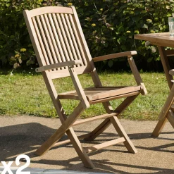Chaise de jardin en teck avec accoudoirs (lot de 2) SUMMER