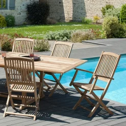 Chaise de jardin en teck avec accoudoirs (lot de 2) SUMMER