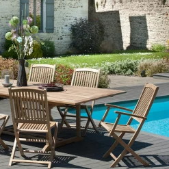 Chaise de jardin en teck avec accoudoirs (lot de 2) SUMMER
