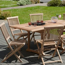 Chaise de jardin en teck à bords droits (lot de 2) SUMMER