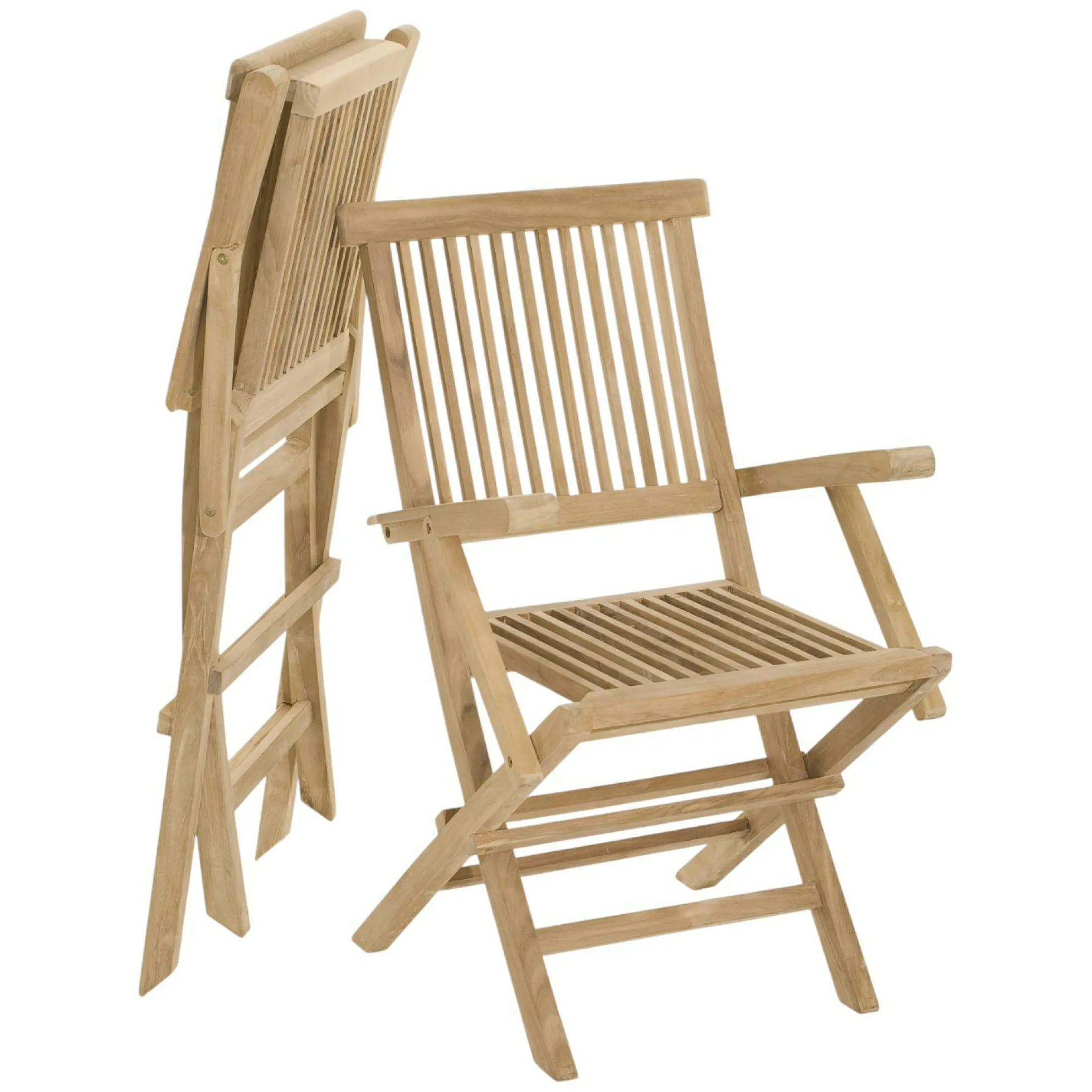 Chaise de jardin en teck à bords droits avec accoudoirs (lot de 2) SUMMER