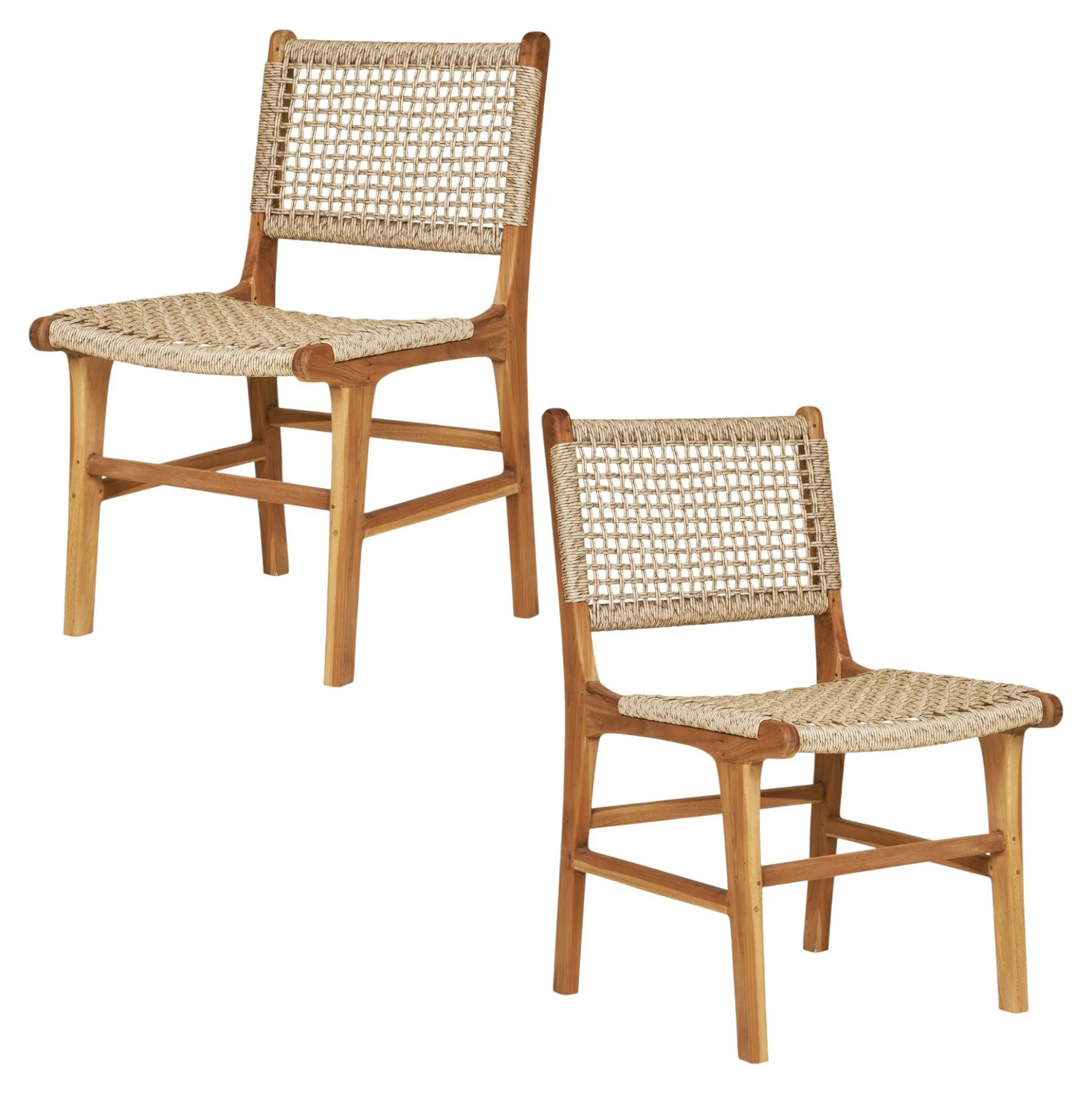 Chaise de jardin en teck et résine tressée (lot de 2) MENDOZA