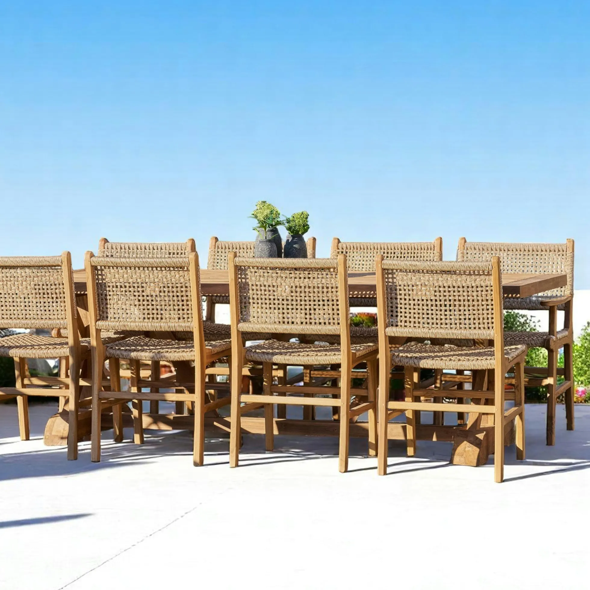 Chaise de jardin en teck et résine tressée (lot de 2) MENDOZA