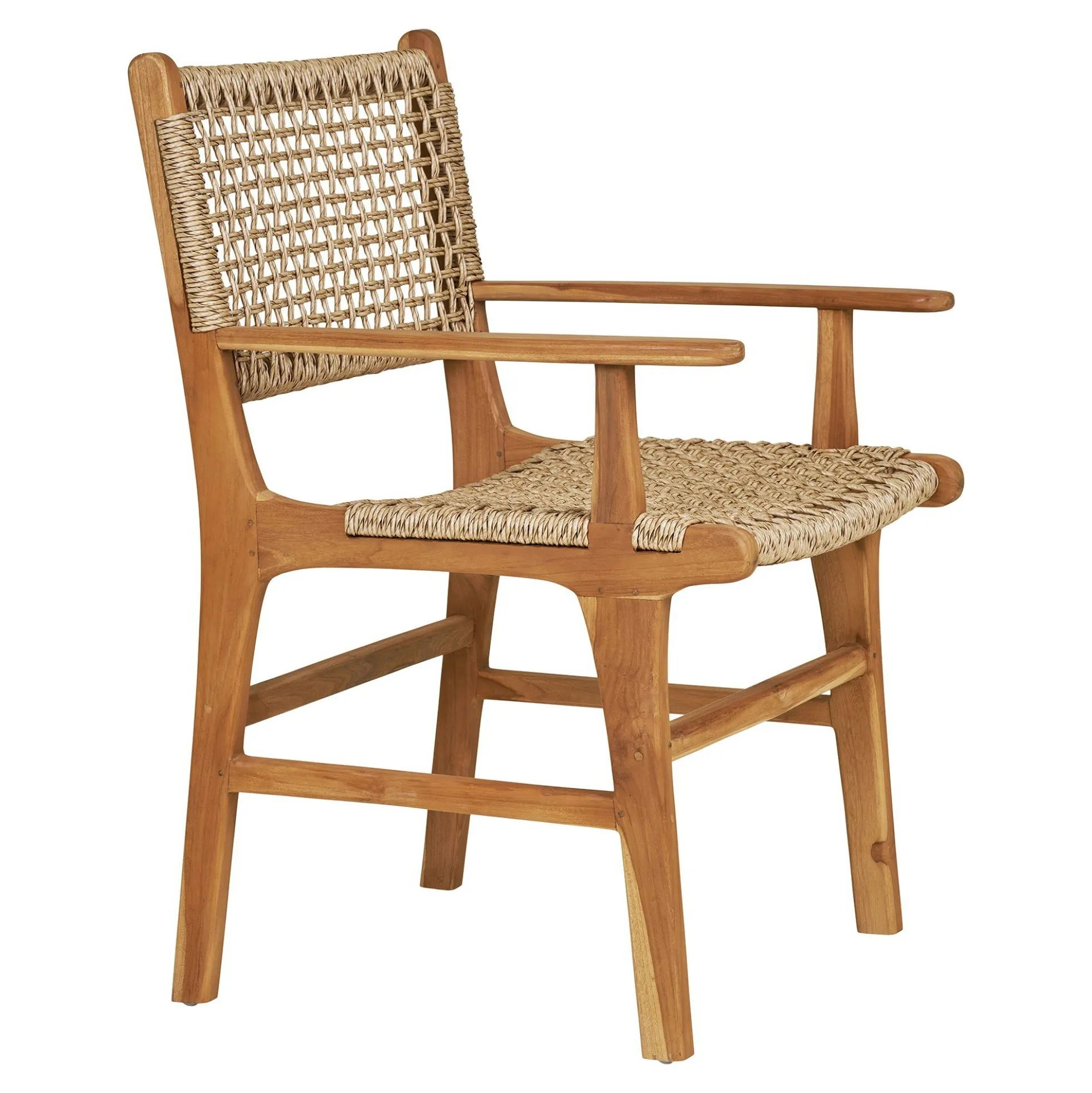 Chaise de jardin en teck et résine tressée avec accoudoirs (lot de 2) MENDOZA