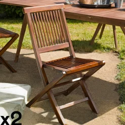 Chaise de jardin en teck massif huilé (lot de 2) MACAO