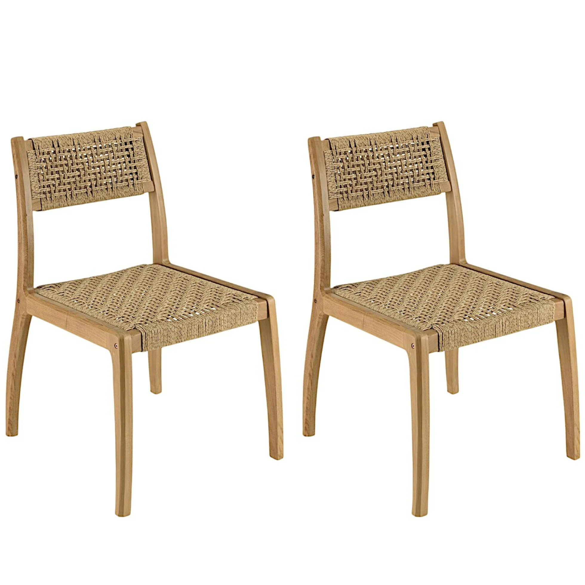 Chaise de jardin en teck tressage beige (lot de 2) SUMMER