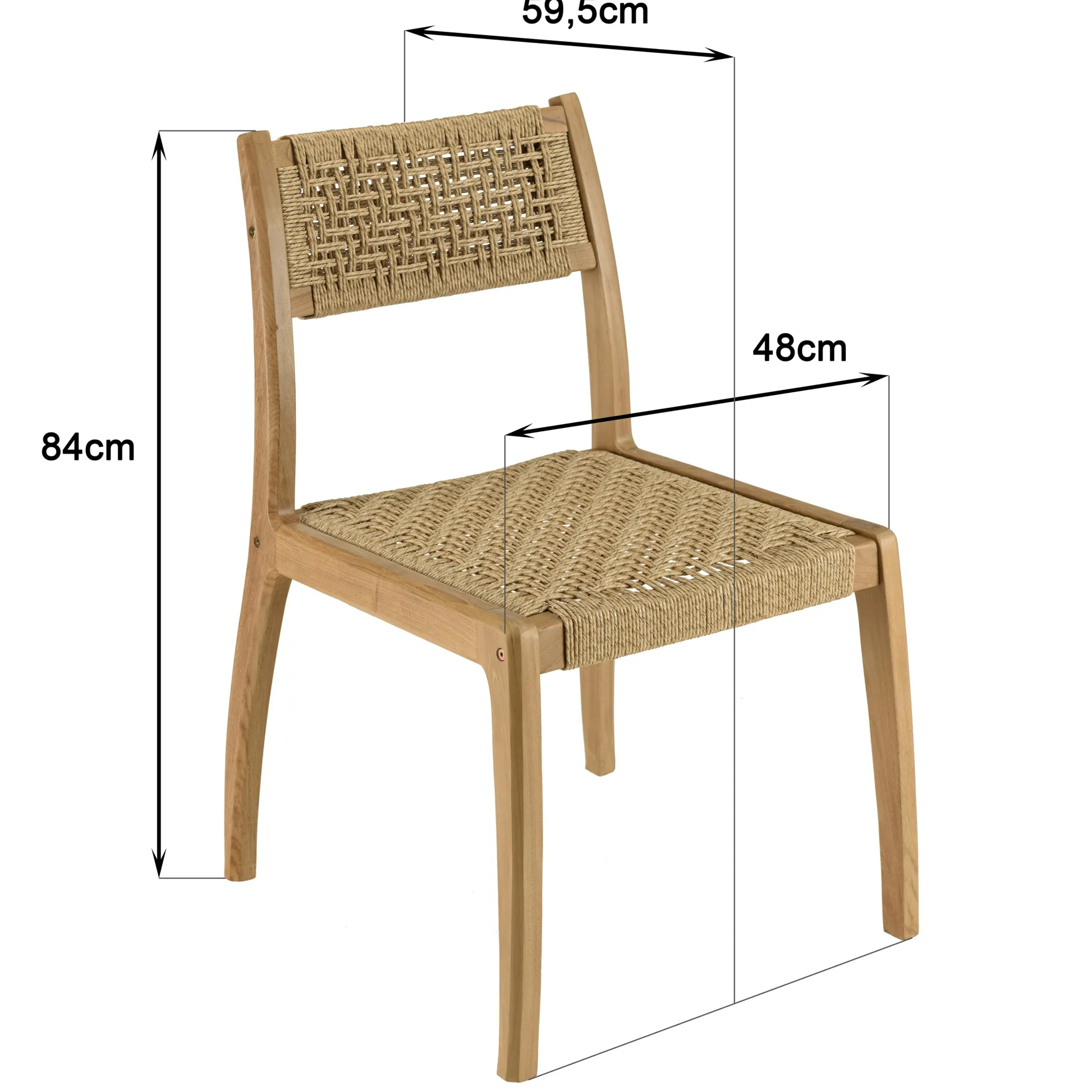 Chaise de jardin en teck tressage beige (lot de 2) SUMMER