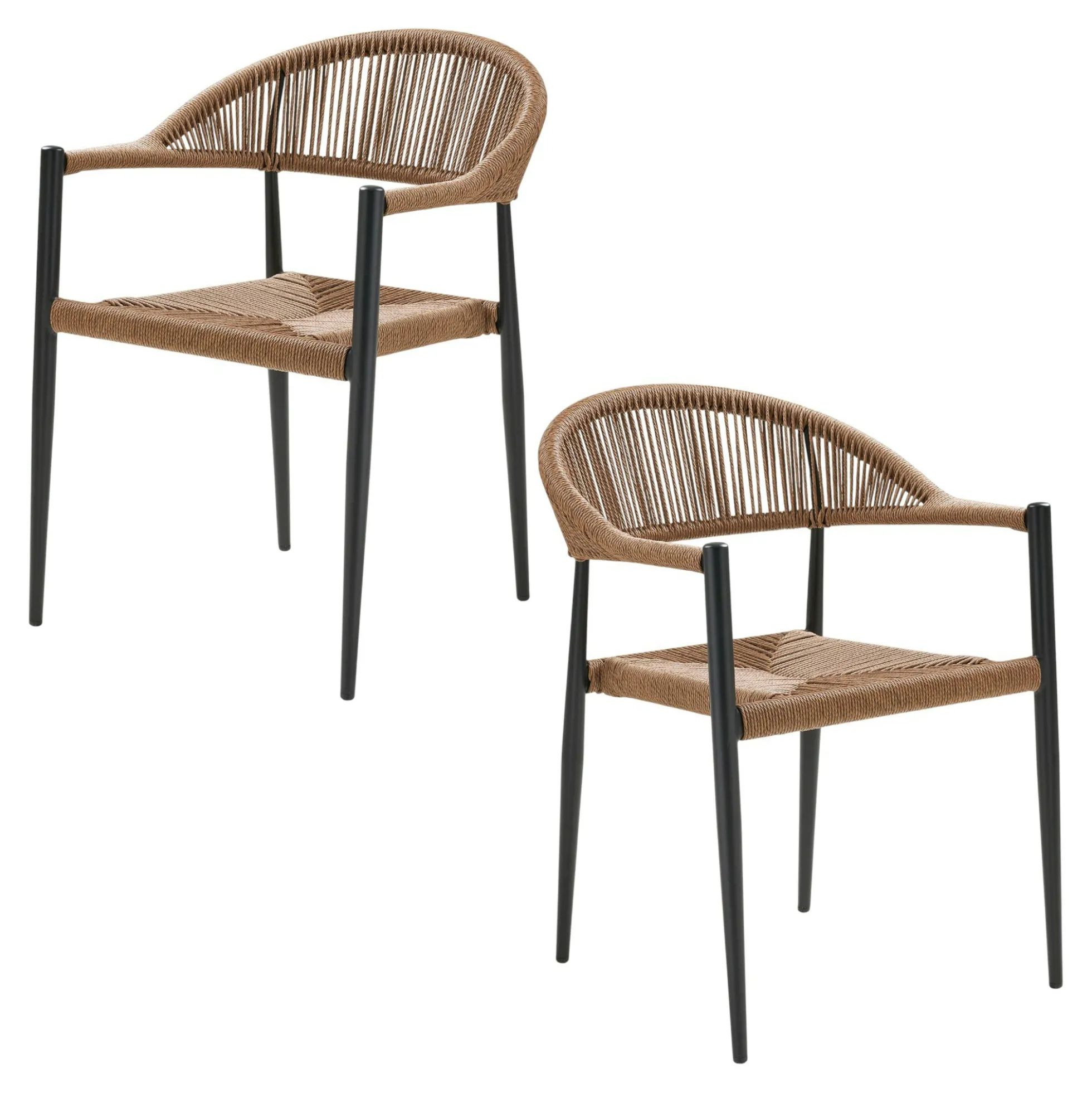 Chaise de jardin noire en résine tressée et aluminium (lot de 2) MENDOZA