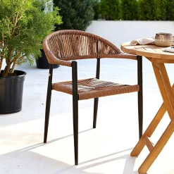 Chaise de jardin noire en résine tressée et aluminium (lot de 2) MENDOZA