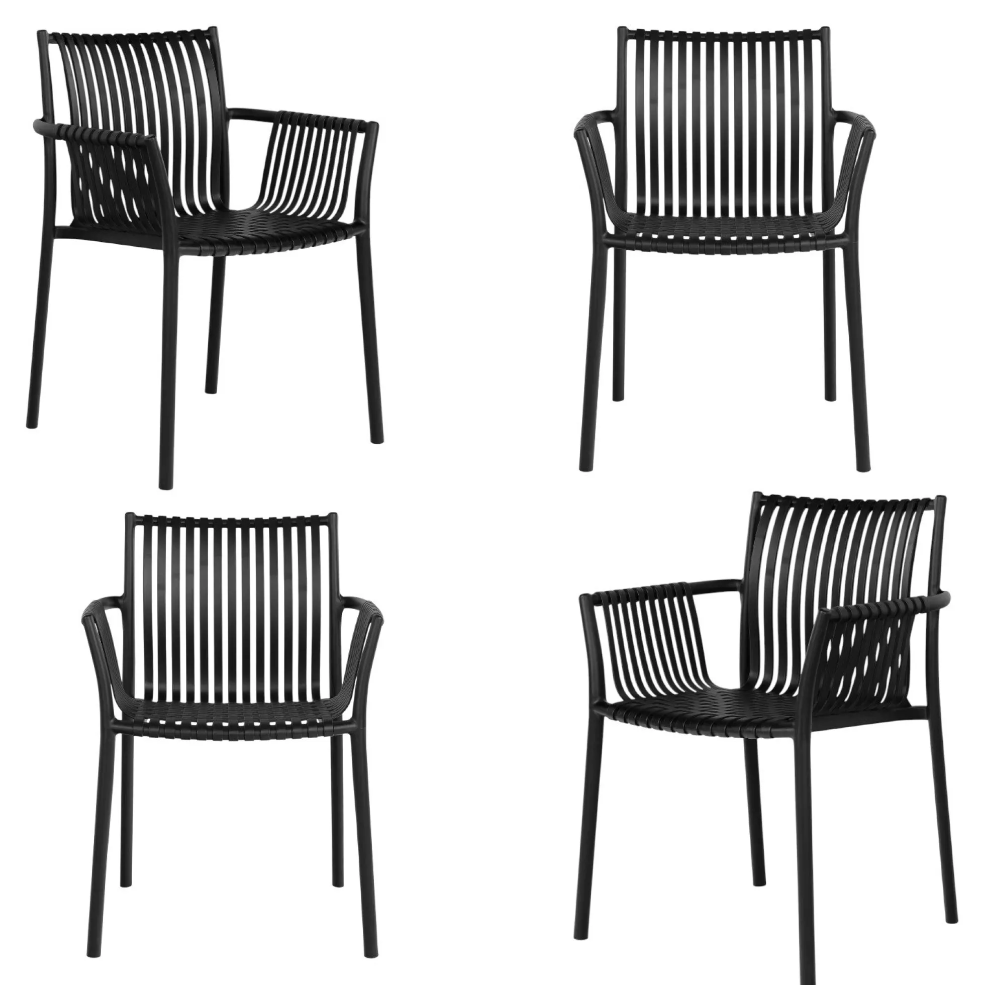 Chaise de jardin noire (lot de 4) MENDOZA