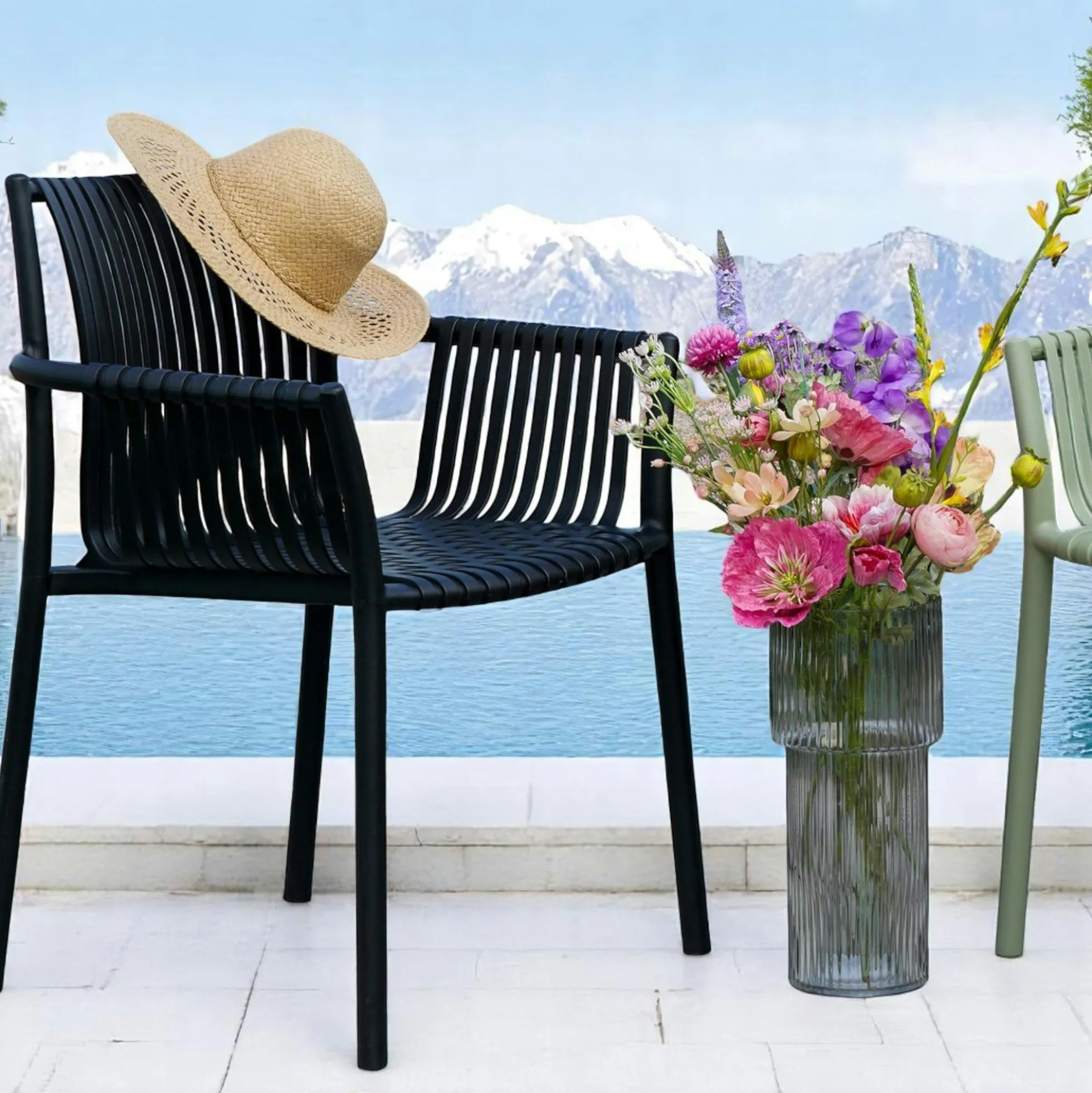 Chaise de jardin noire (lot de 4) MENDOZA