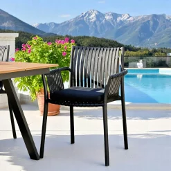 Chaise de jardin noire (lot de 4) MENDOZA