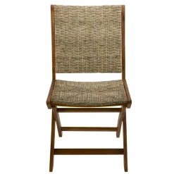 Chaise de jardin pliante bois d'acacia rotin synthétique BAHIA (lot de 2)