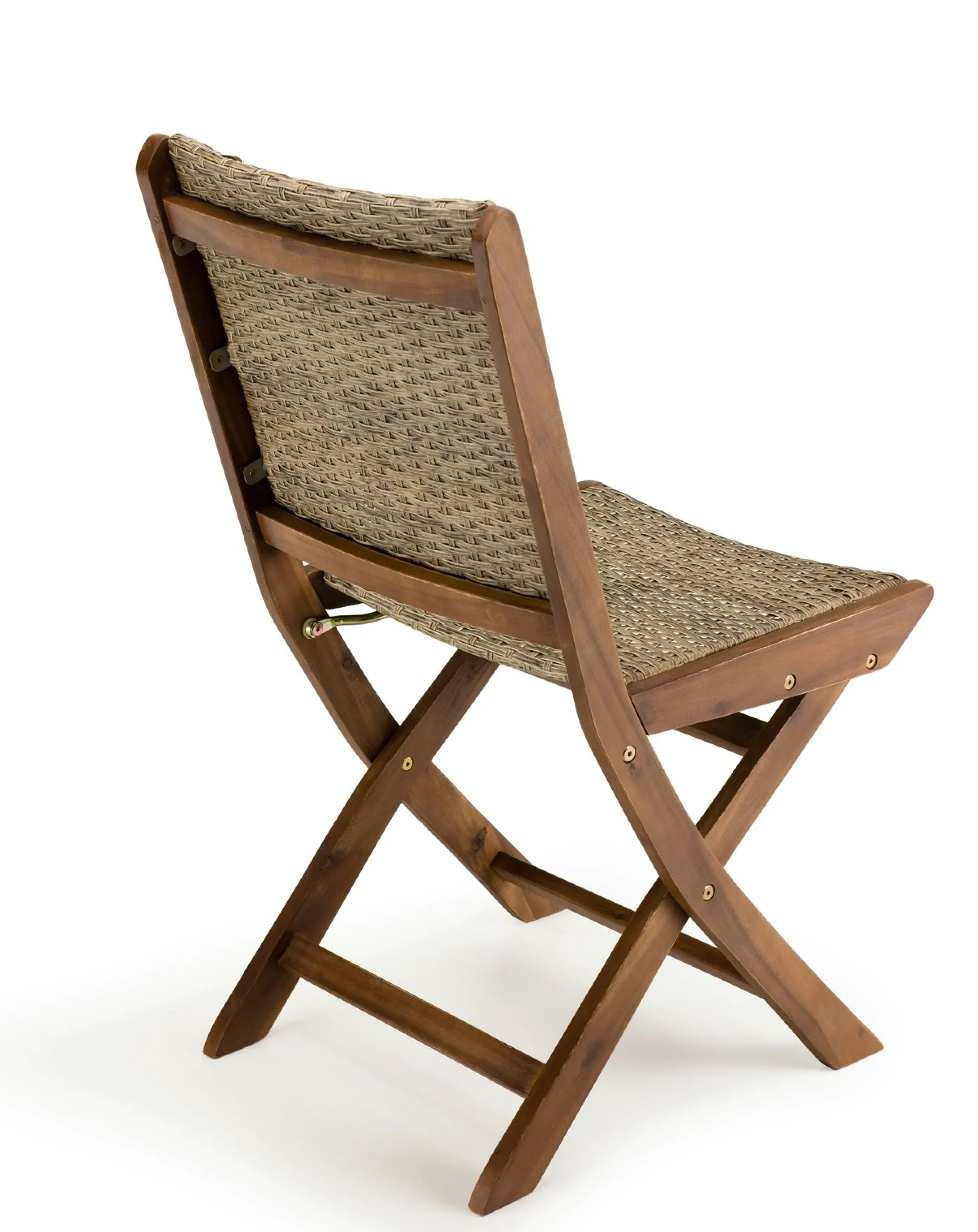 Chaise de jardin pliante bois d'acacia rotin synthétique BAHIA (lot de 2)