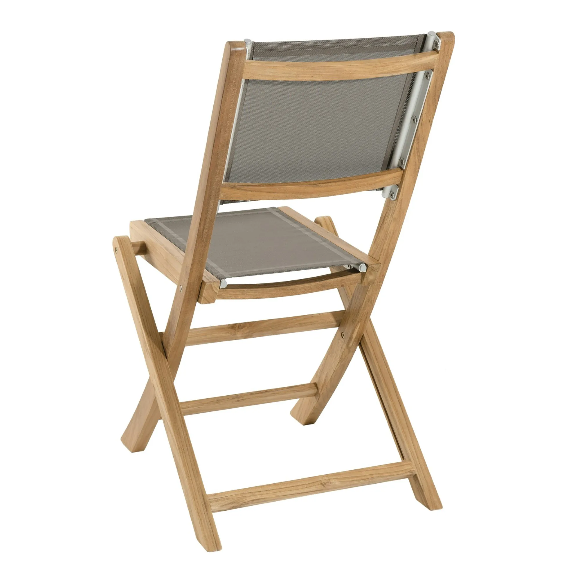 Chaise de Jardin pliante teck textilène taupe (lot de 2) SUMMER