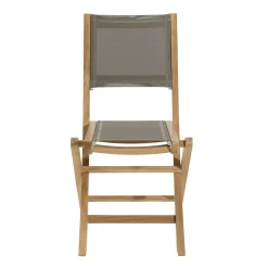 Chaise de Jardin pliante teck textilène taupe (lot de 2) SUMMER