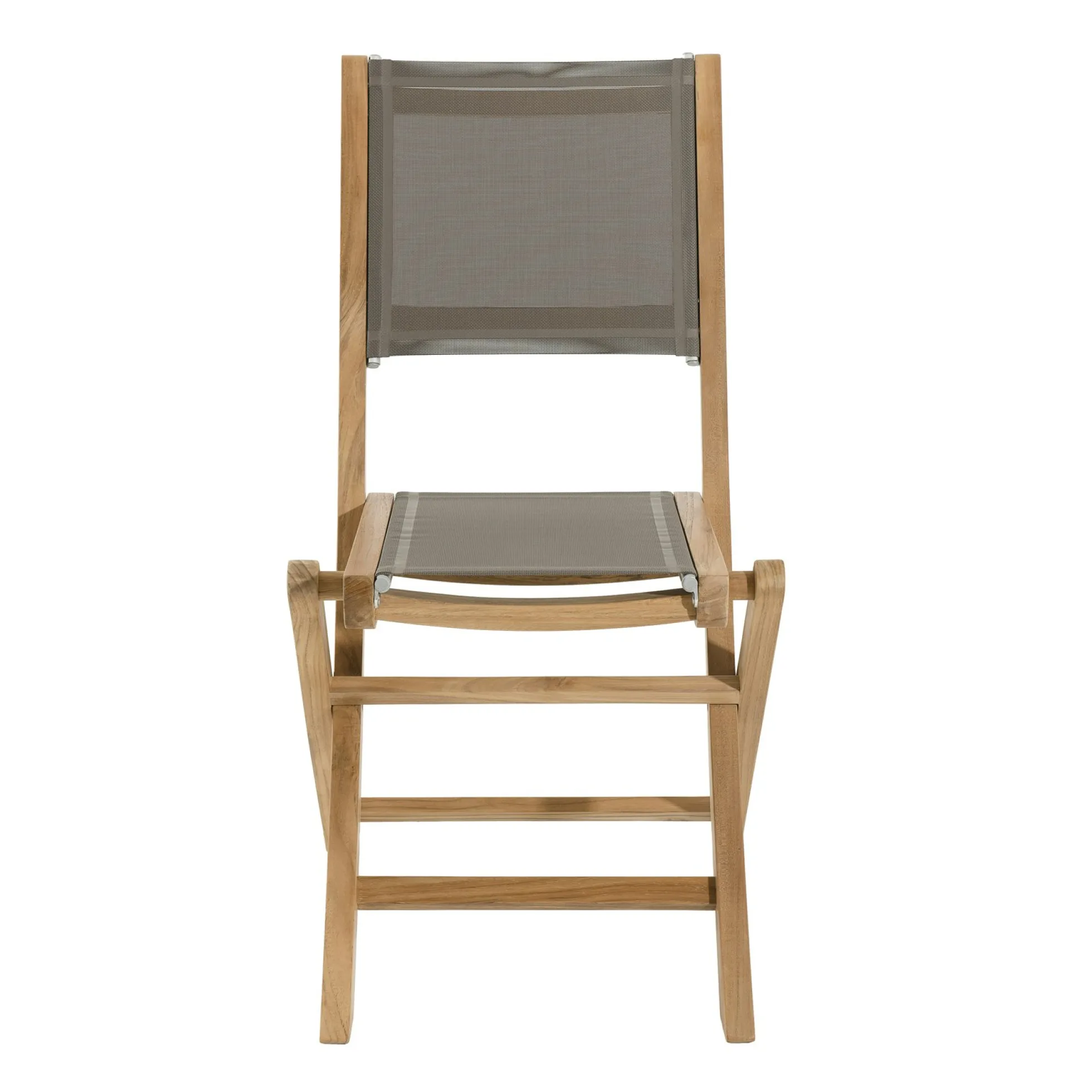Chaise de Jardin pliante teck textilène taupe (lot de 2) SUMMER