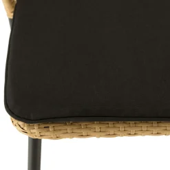 Chaise de jardin rotin synthétique couleur naturelle avec coussin noir (lot de 2) GIJON