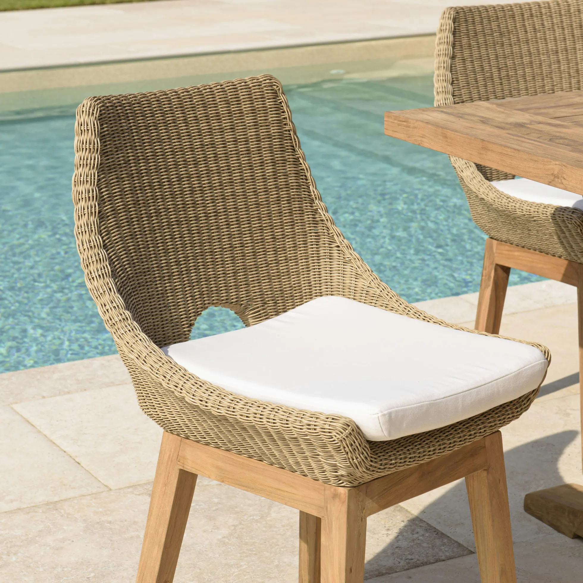 Chaise de jardin résine tressée beige (lot de 2) MANY