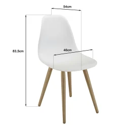 Chaise de jardin style scandinave assise blanche pieds couleur naturelle (lot de 2) GIJON