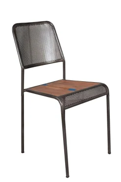 Chaise de repas métal recyclé perforée 40x48x88cm CARAVELLE