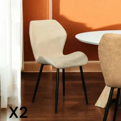 Chaise de salle à manger beige crème (lot de 2) HAWAI