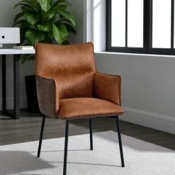 Chaise de salle à manger bi-matière marron (lot de 2) KERALA