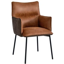Chaise de salle à manger bi-matière marron (lot de 2) KERALA