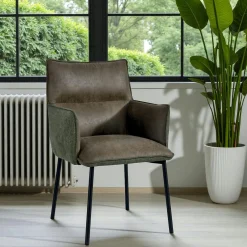 Chaise de salle à manger bi-matière verte (lot de 2) KERALA