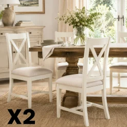 Chaise de salle à manger blanche à dossier croisé (x2) VELIA