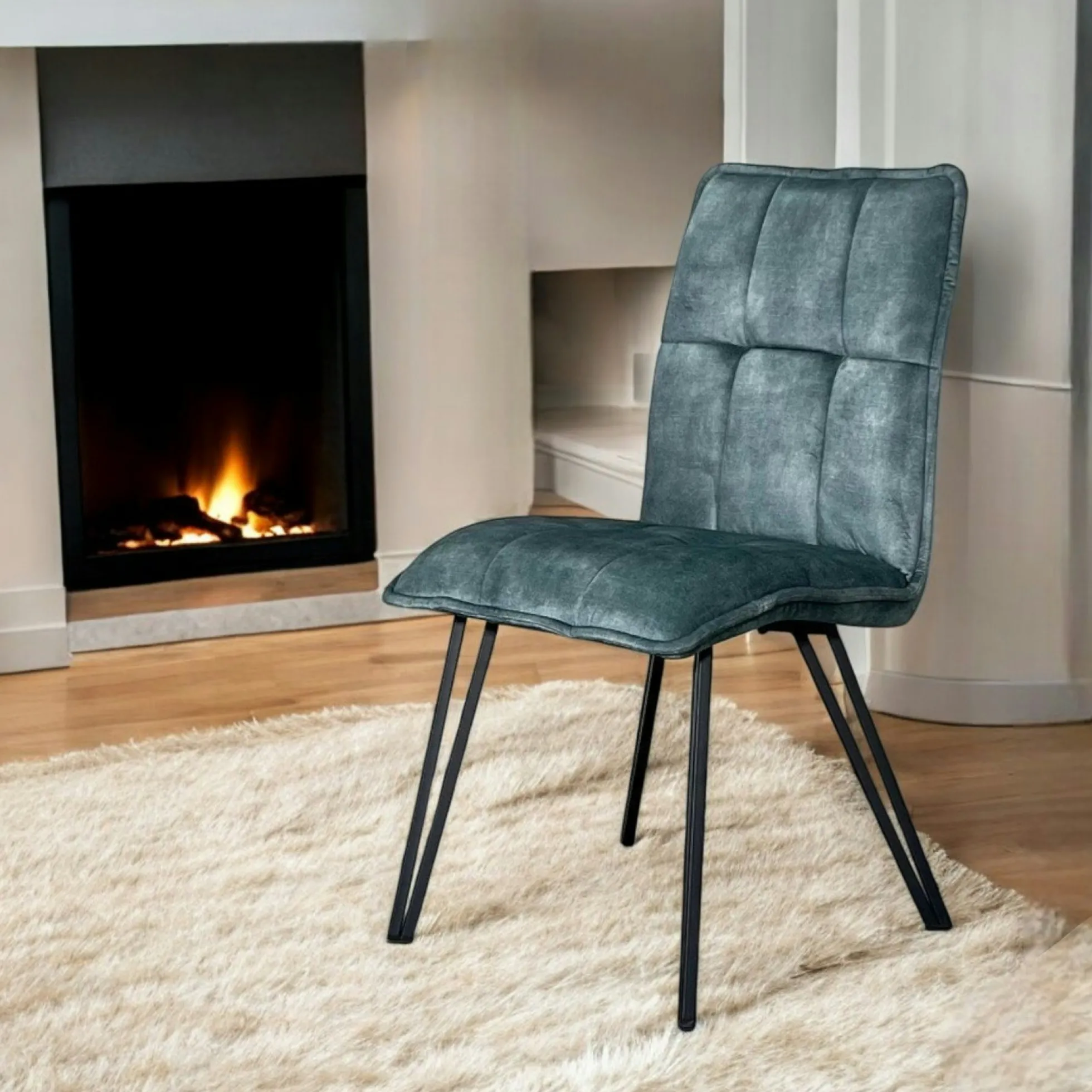 Chaise de salle à manger bleu pétrole avec pieds épingle (lot de 2) MALMOE
