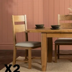 Chaise de salle à manger bois et tissu (lot de 2) VALMONT