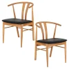 Chaise de salle à manger design en bois de chêne avec assise noire (lot de 2) BERLIN