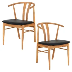 Chaise de salle à manger design en bois de chêne avec assise noire (lot de 2) BERLIN
