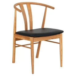 Chaise de salle à manger design en bois de chêne avec assise noire (lot de 2) BERLIN